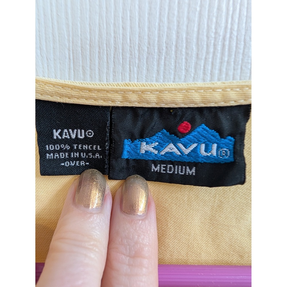 Kavu Tencel Short Sleeve Top Womens Yellow Made in USA Scoop - Size M - Picture 5 of 5